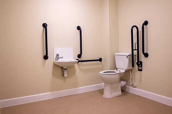 assisted living sink and toilet installation along with supported handles carried out by the ashby facilities team 
